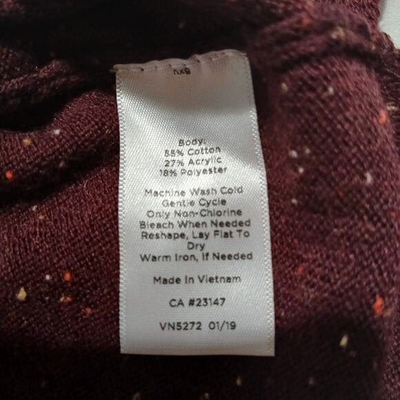 Talbots Med Maroon Multicolor Flecked V-Neck Sweater Cotton Blend Lightweight - Picture 15 of 16